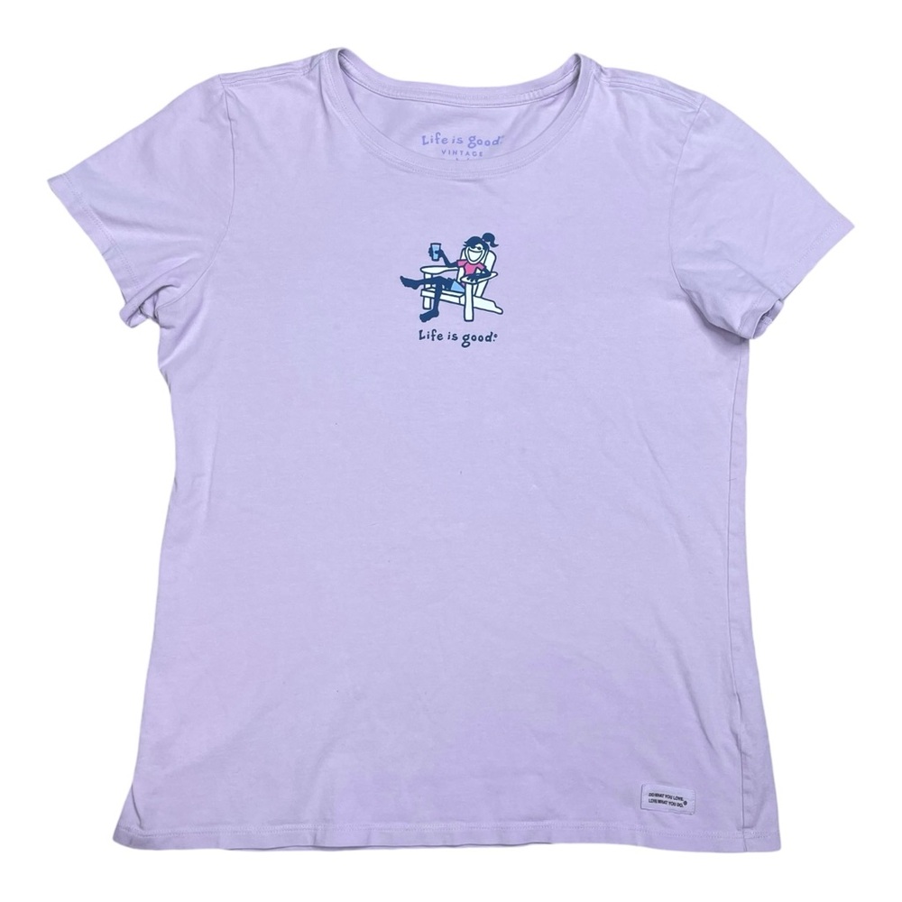 Life is Good Women Short Sleeve Crusher Tee Crew Neck size M Purple vacation